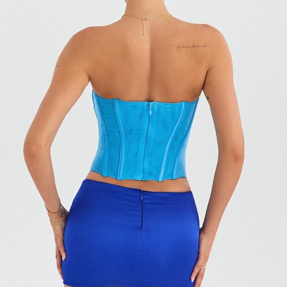 Mistress Rocks Aqua Corset & High Split Mini Skirt - Picture 5 of 10